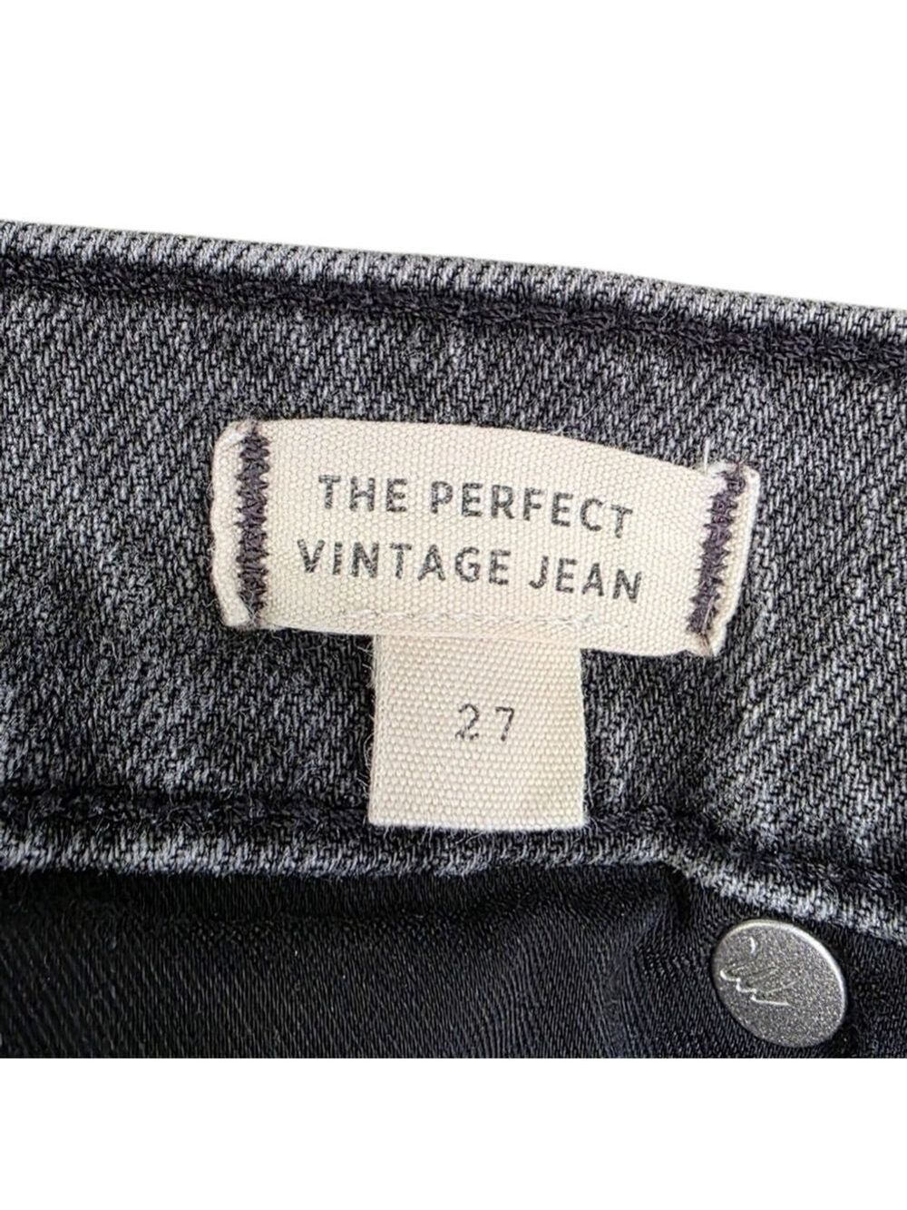 Madewell High Rise Black Distressed Straight Leg Jeans The Perfect Vintage Jean - Picture 11 of 13